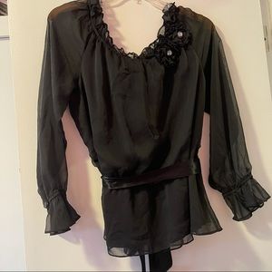 Women black shiffon top